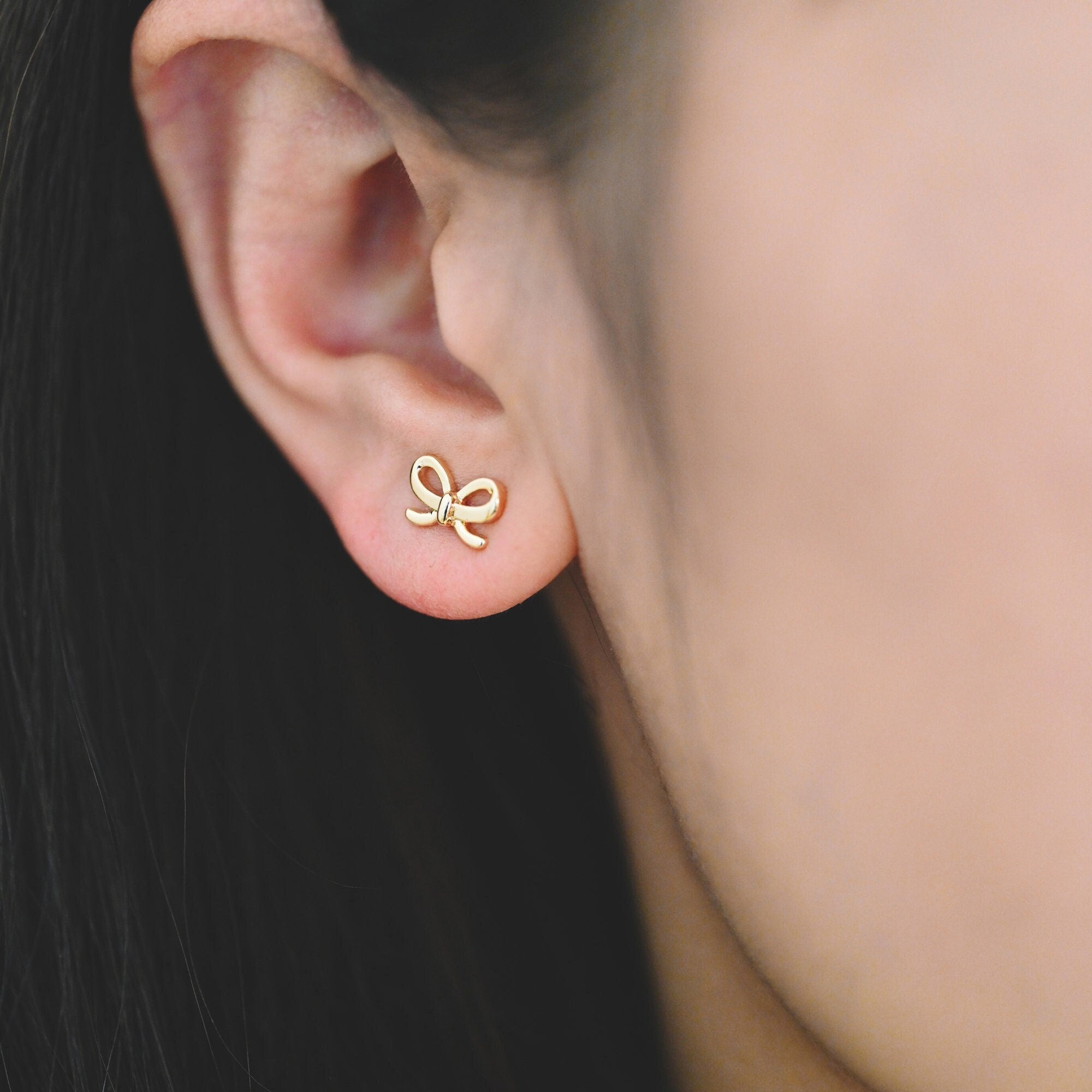4pcs Gold/ Rhodium plated Brass Bowknot Ear Posts, Bow Knot Stud Earrings (GB-139-C)